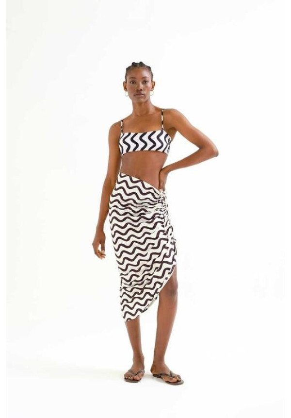 Falda midi con estampado Wave  Black & White