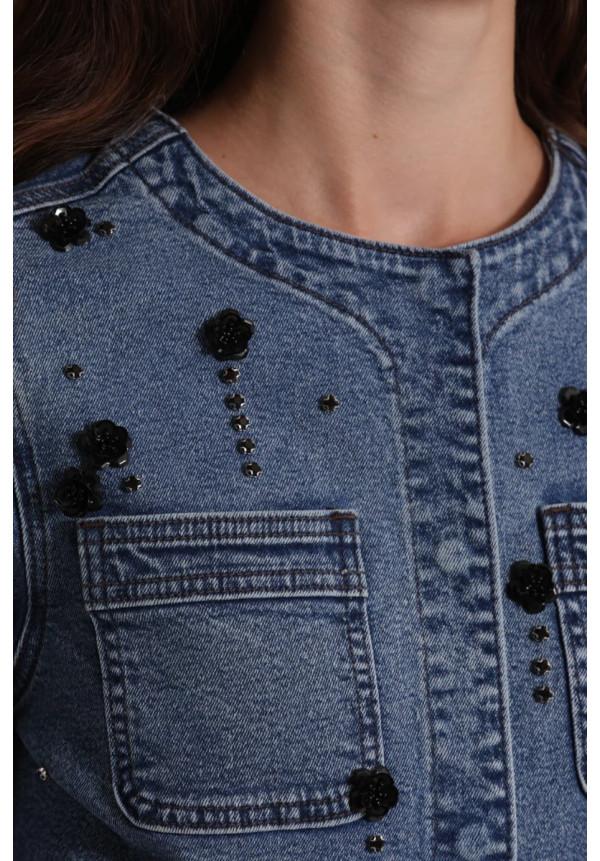 Chaqueta Vaquera Corta Apliques Florales