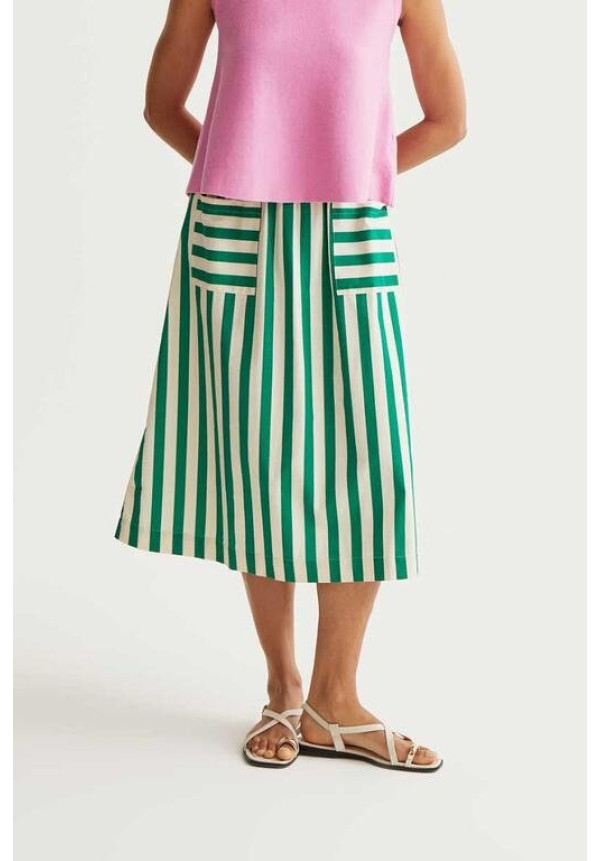 Falda midi con estampado Bamboo Green