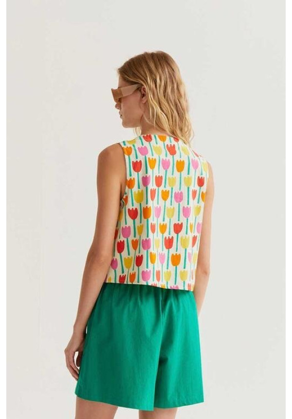 Chaleco con estampado tulipanes