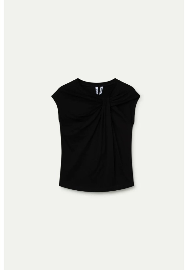 Camiseta negra anudada 100% algodón