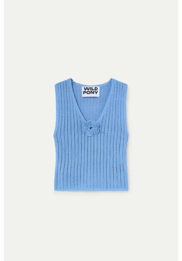 Top punto calado azul