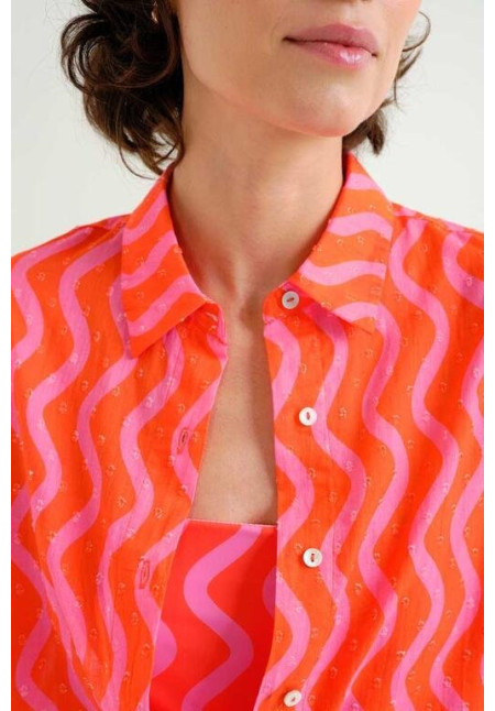 Camisa playera con estampado  Wave Red & Pink