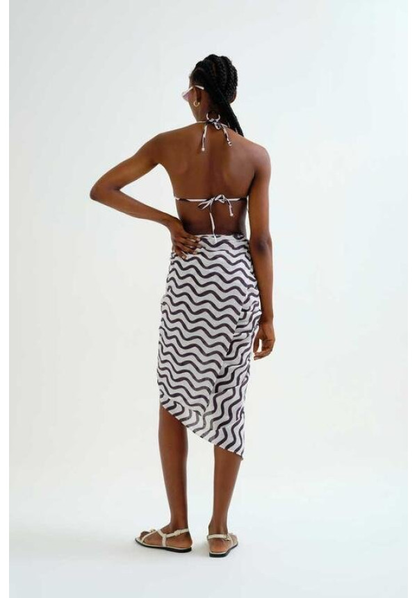 Pareo con estampado Wave  Black & White
