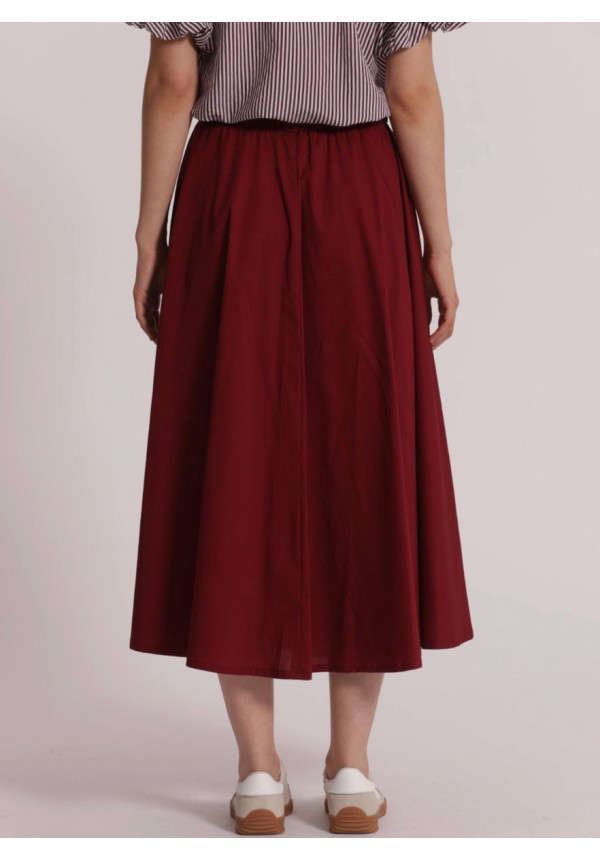 Falda midi con cintura elástica