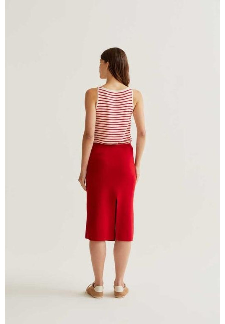 Falda midi punto rojo