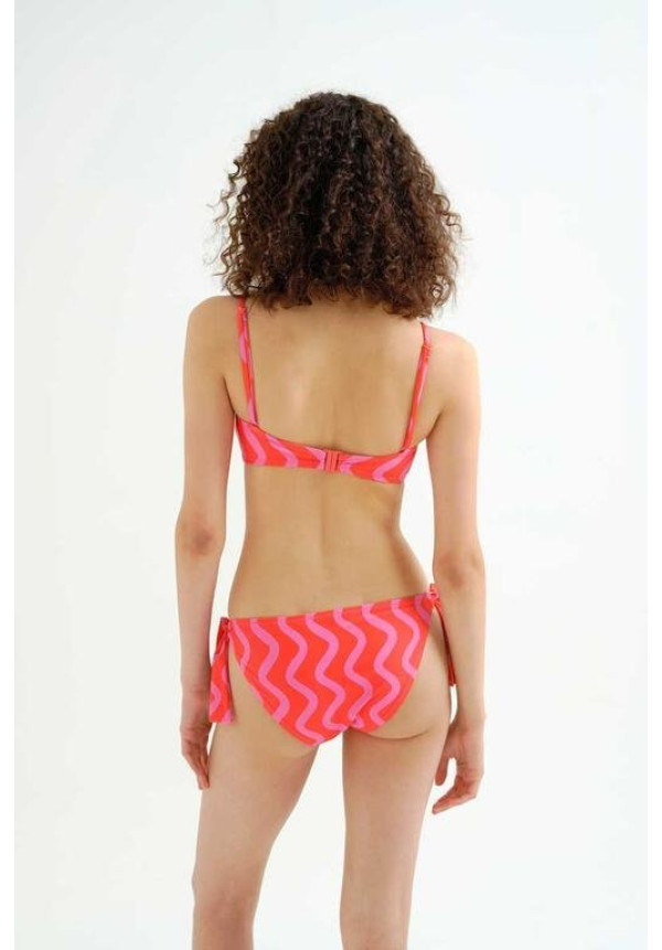 Top bikini recto estampado Wave  Red & Pink
