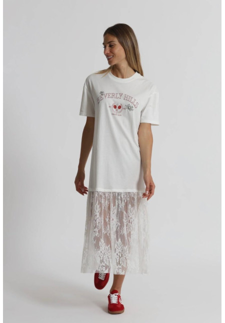"BEVERLY HILLS" VESTIDO DE MANGA MEDIA CON INSERCIONES DE ENCAJE