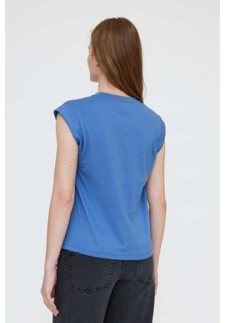 Camiseta manga corta azul 100% algodón