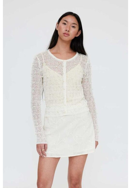 Cárdigan punto calado blanco con perlas