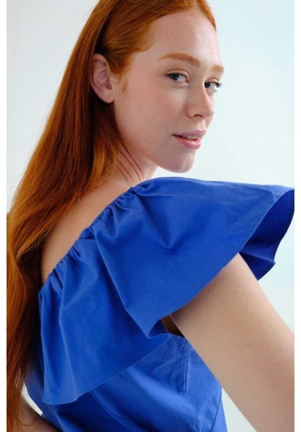 Vestido corto azul algodón 100%