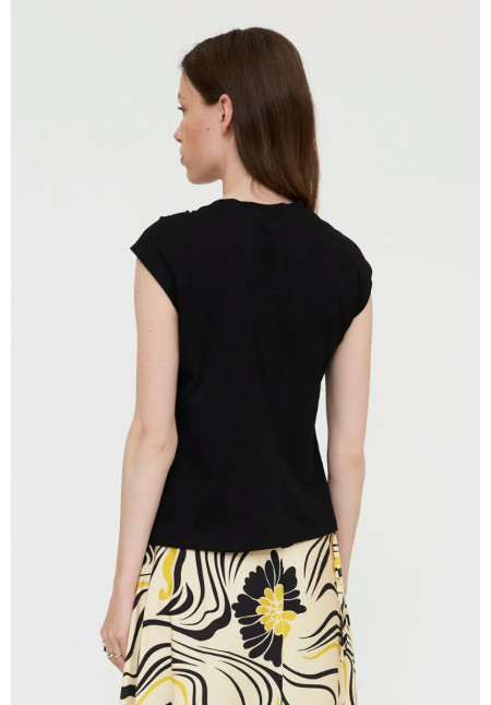 Camiseta negra anudada 100% algodón