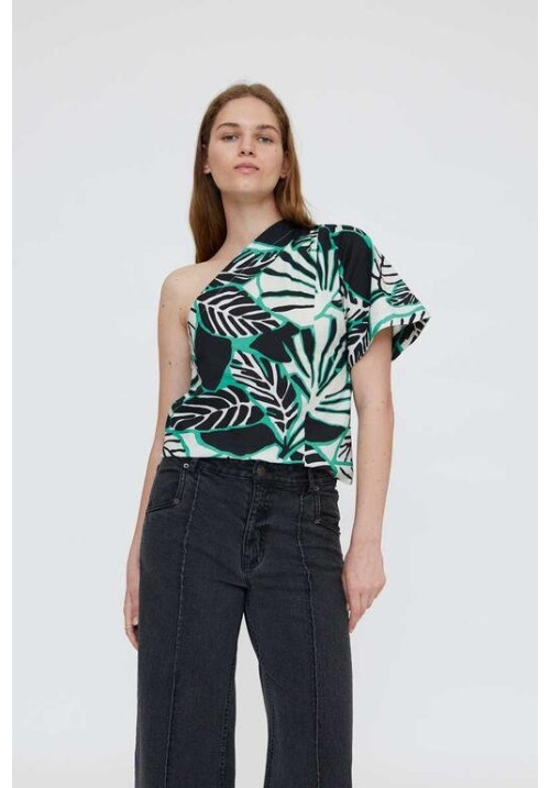 Top asimétrico con estampado iguana