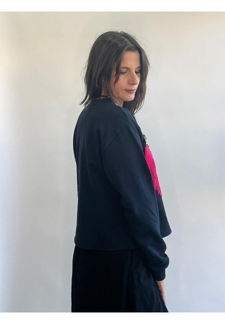 Sudadera Sangra Negra Leopardo