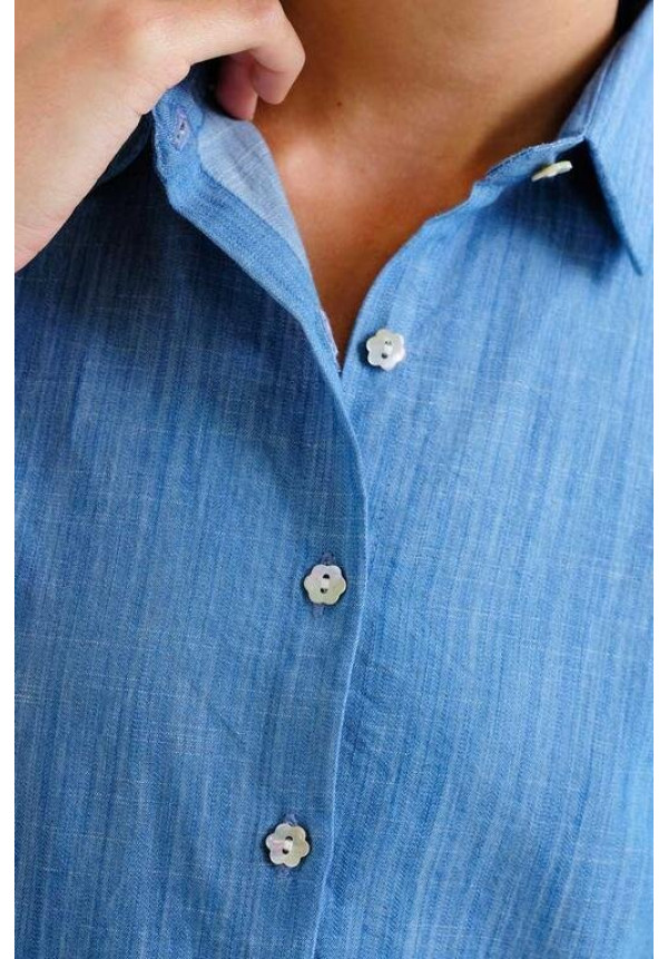 Camisa 100% algodón chambray azul  claro