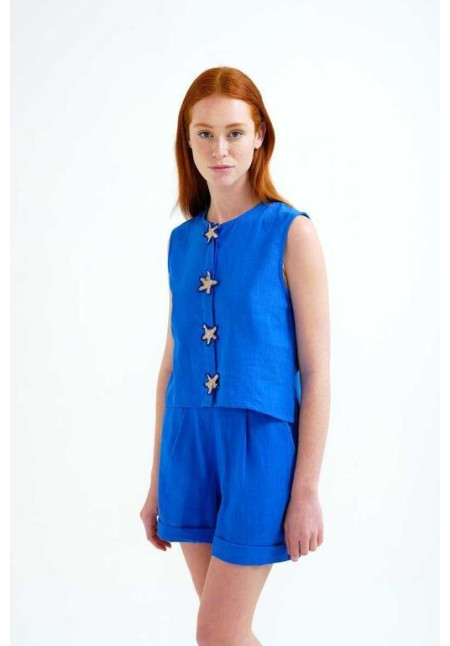 Top 100% algodón azul marino con  aplique de estrellas