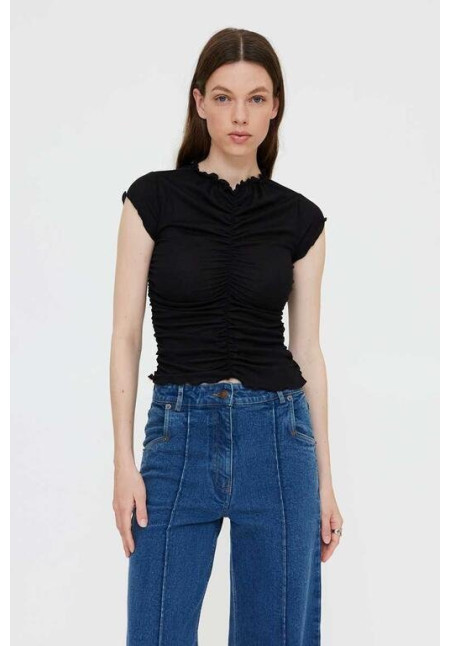 Camiseta fruncida negra