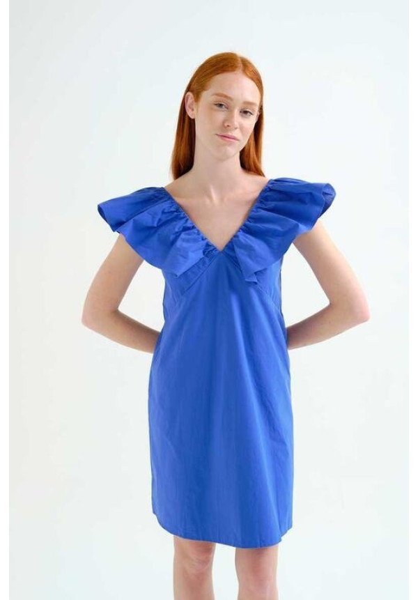 Vestido corto azul algodón 100%