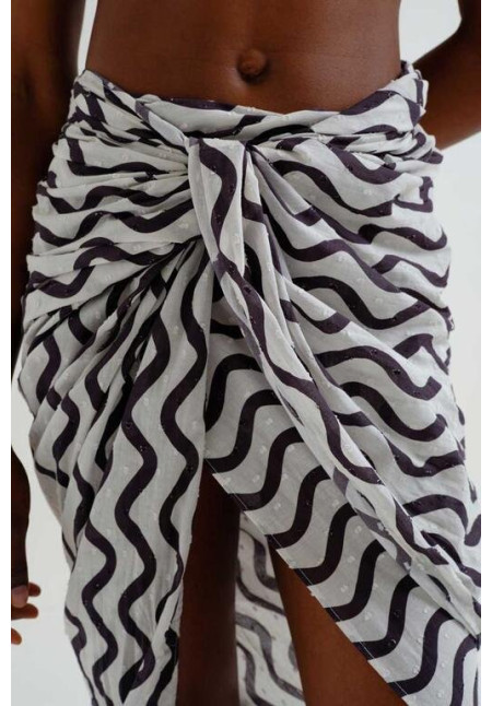 Pareo con estampado Wave  Black & White