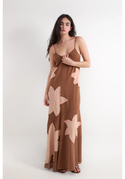 Vestido marrón viscosa