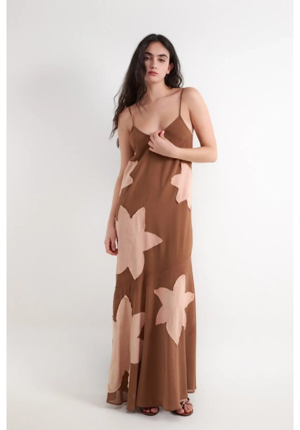 Vestido marrón viscosa