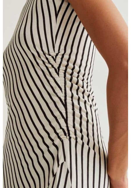 Vestido largo con estampado de rayas negro