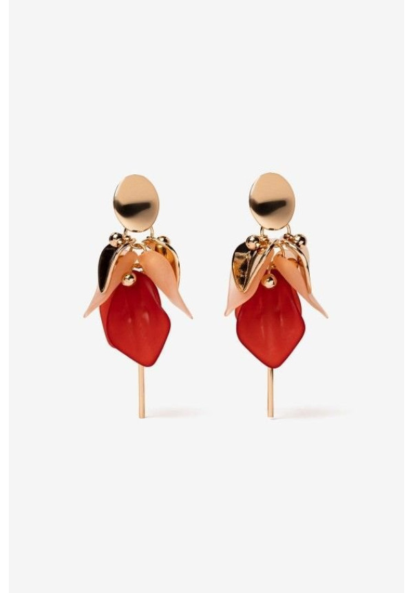 Pendientes dorados y rojos