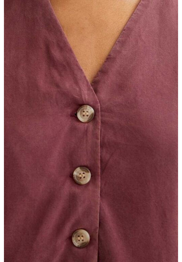 Chaleco escote pico marrón