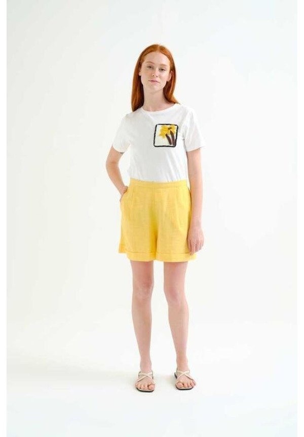 Camiseta 100% algodón con palmera bordada