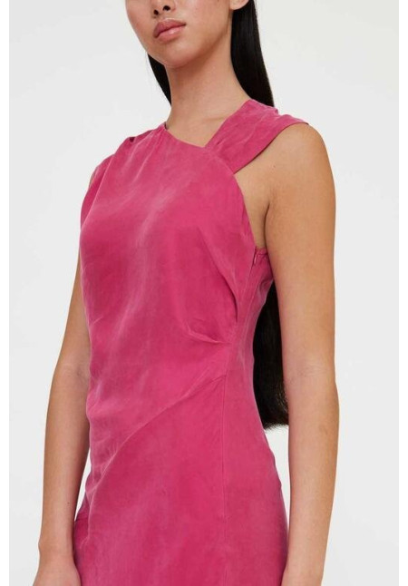 Vestido largo asimétrico fucsia