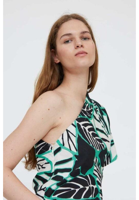 Top asimétrico con estampado iguana