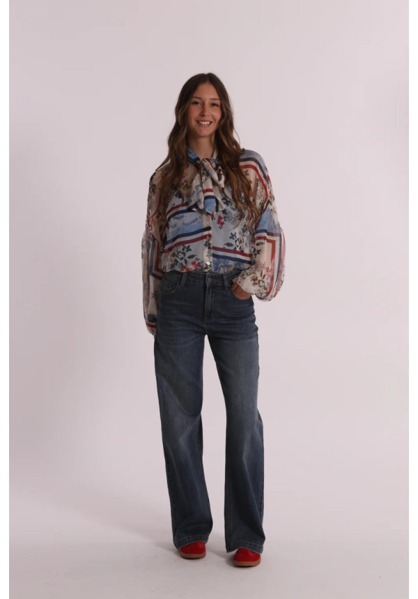 Pantalón vaquero Wide Leg tiro medio oscuro