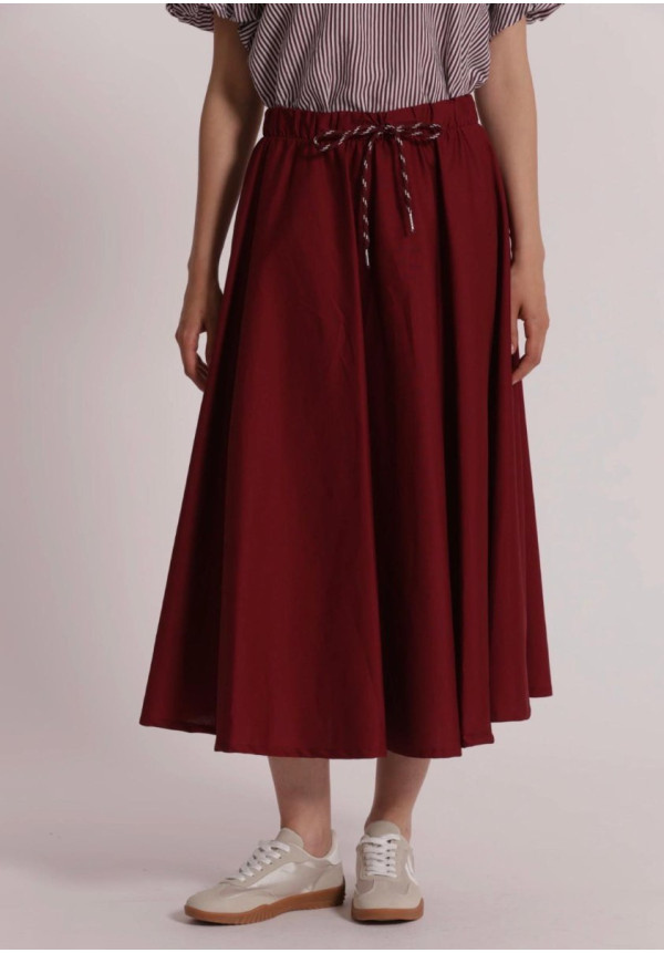 Falda midi con cintura elástica