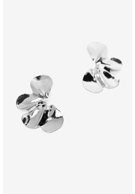 Pendiente plateado flor