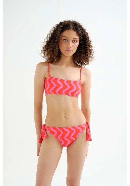 Top bikini recto estampado Wave  Red & Pink