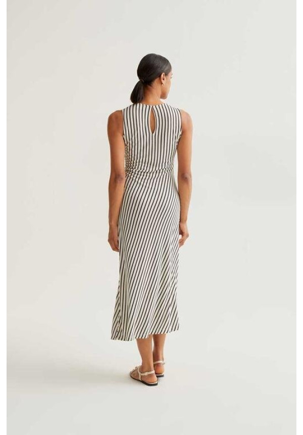 Vestido largo con estampado de rayas negro