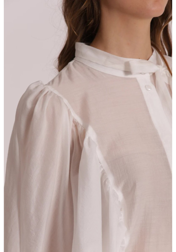 Blusa de manga larga efecto gasa