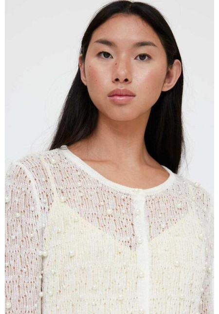 Cárdigan punto calado blanco con perlas