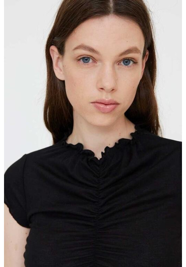 Camiseta fruncida negra