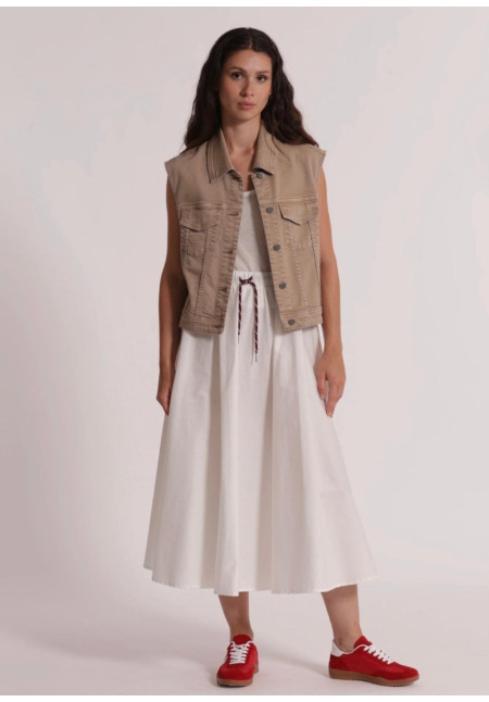 Falda midi con cintura elástica