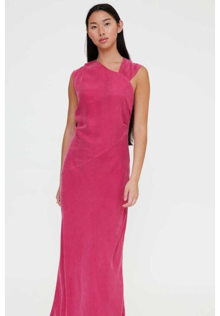 Vestido largo asimétrico fucsia