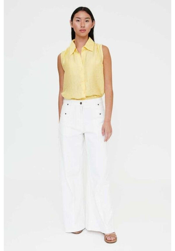 Pantalón vaquero wide leg blanco