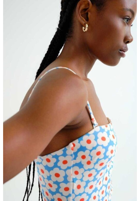 Bañador con escote recto  estampado Popcorn