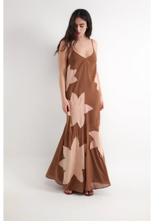 Vestido marrón viscosa