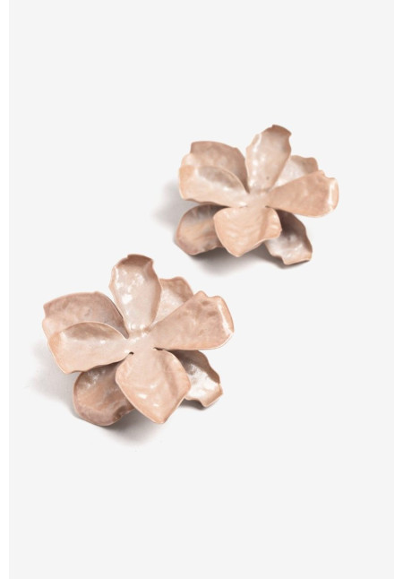 Pendientes flor crudo grande