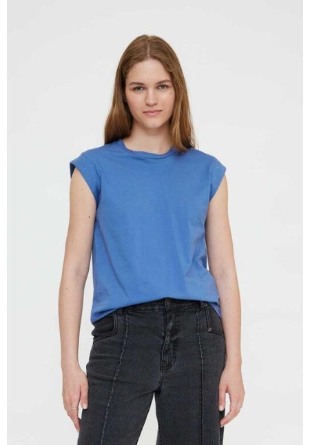Camiseta manga corta azul 100% algodón