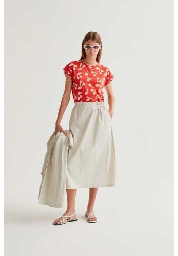 Falda midi blanco roto