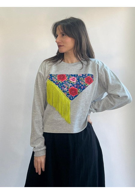 Sudadera Sangra Gris Mantón Manila Azul Sudadera Sangra Gris Mantón Manila Azul