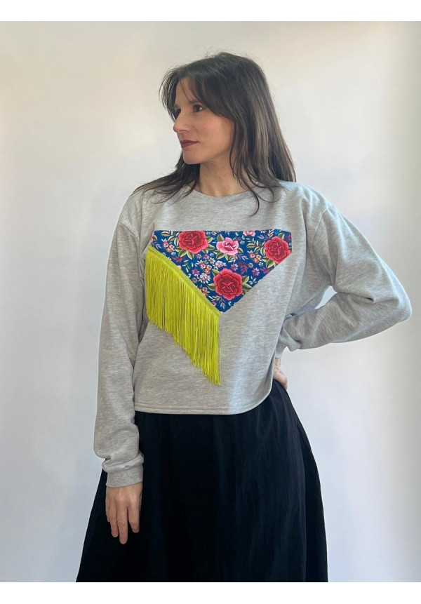 Sudadera Sangra Gris Mantón Manila Azul