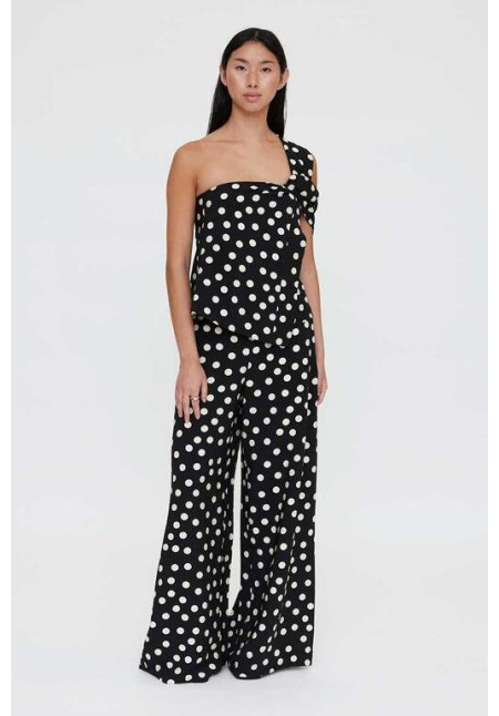 Pantalón con estampado de puntos negro y blanco